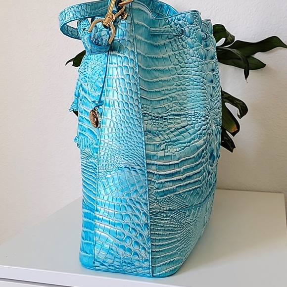 Brahmin Turquoise Croc-Embossed Shoulder Bag - Picture 12 of 14
